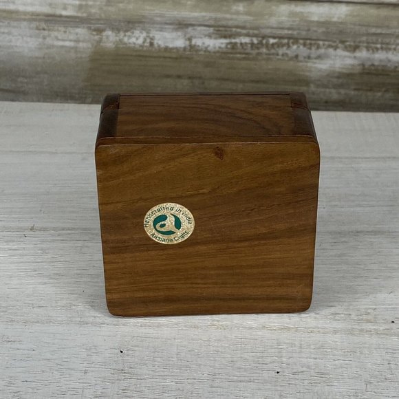 Vintage Archana Crafts Hand Made In India Wooden Jewelry Recipe Keepsake Box EUC - Picture 8 of 10